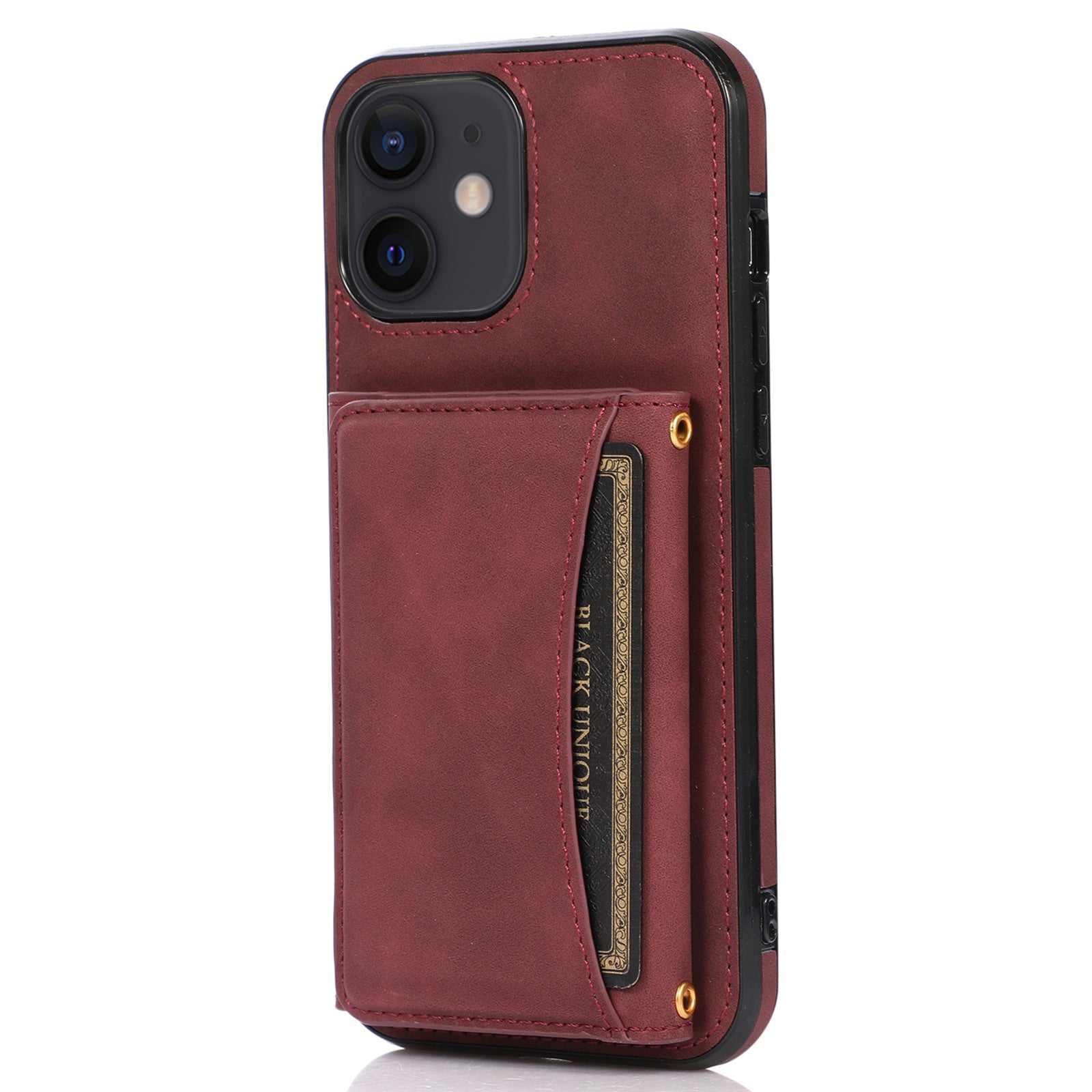 For iPhone 12 mini 5.4 inch Case Magnetic Button Tri-fold Wallet Kickstand PU Leather Coated TPU Cover - Black For iPhone 12 mini 5.4 inch Case Magnetic Button Tri-fold Wallet Kickstand PU Leather Coated TPU Cover - Black